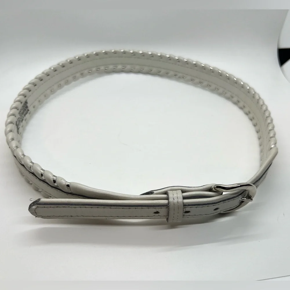 Justin Top Grain Cowhide White and Silver Leather Belt Sz 30